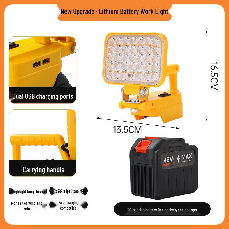Portable Emergency Lithium Battery Floodlight for Camping, Construction, and Car Repairs