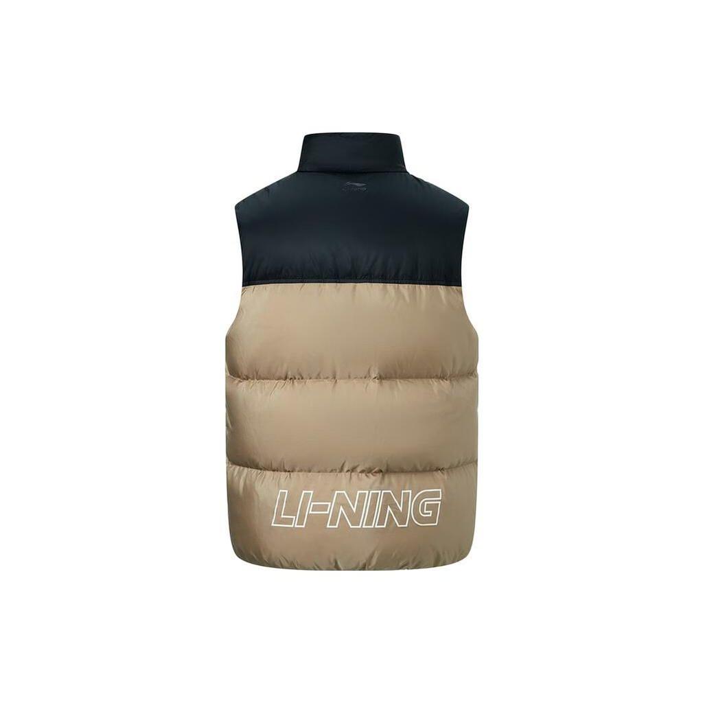 Li-Ning Color Block Stand Collar Down Vest Unisex Vests Tea-Brown AMRT047-4