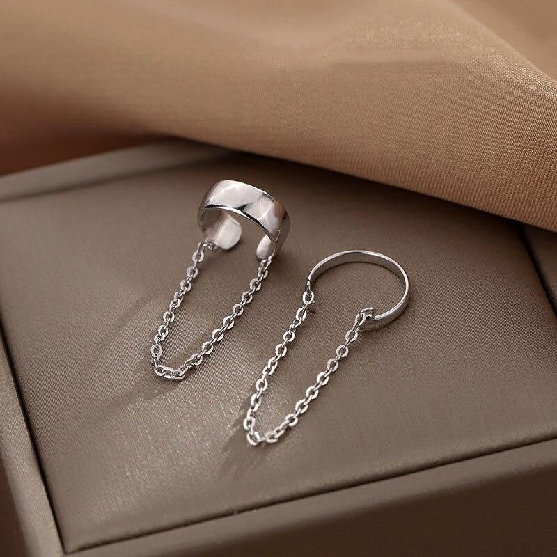 

Серьги-каффы из стерлингового серебра 925 пробы для женщин, серьги-клипсы с кисточками и цепочкой, без пирсинга, асимметрия, ювелирные изделия