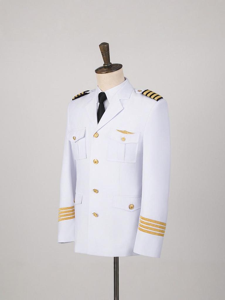 Heren Witte Piloot Kapitein Uniform Set met Epauletten - Inclusief Beveiliging en Stewardess Uniform