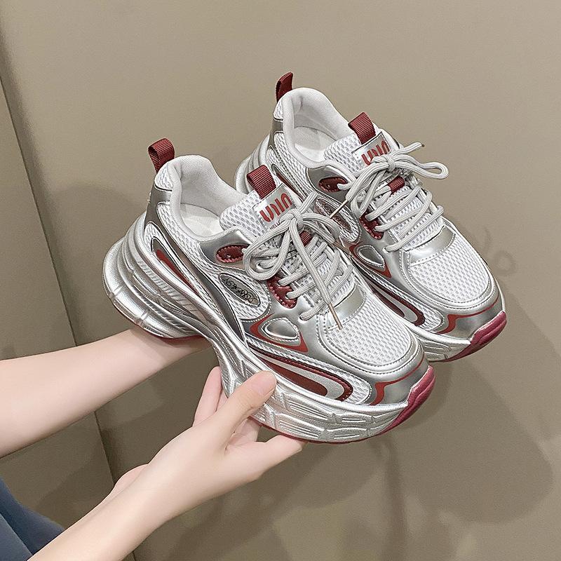 

Large size women s shoes 41-43 fat feet retro heightened platform casual sports shoes women s spring and autumn muffin couple dad shoes 43 бордовый