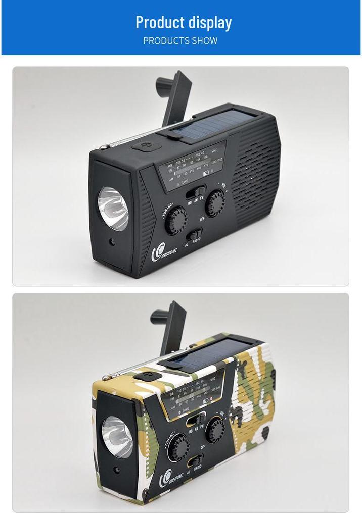 Multifunction Solar Hand-Crank Emergency Radio with Mobile Charging