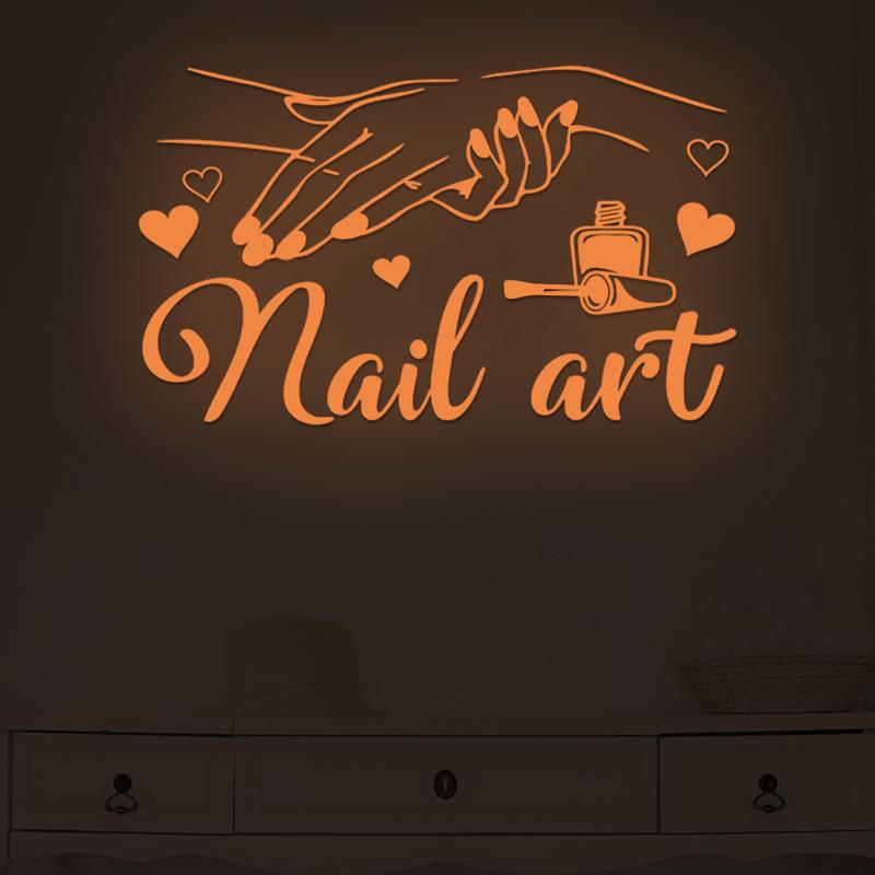 Wall Decal Beauty Salon Manicure Nail Salon Wall Art Sticker Background Wall Luminous Sticker Home Decor Stickers Self-Adhesive