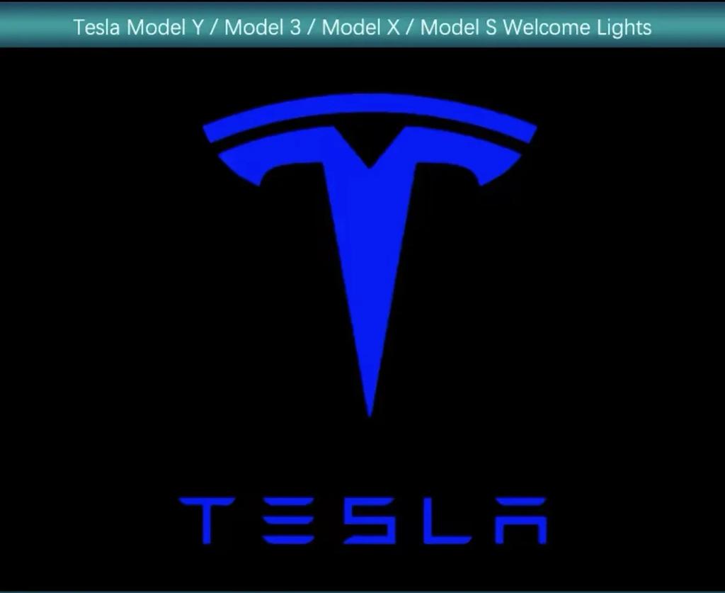 Car Sticker Tesla 2Pcs Car Door Projector LED Logo Welcome Lights Shadow Decoration Lamp for Tesla Model 3 Y Model X S Accessori