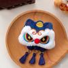 Lion Awakening Chinese New Year Plush Keychain Tassel Lion Dance Brooch Cute New Year Badge  Unisex