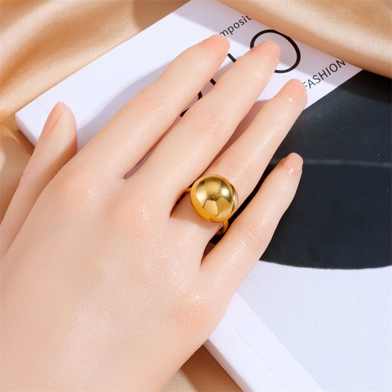 DIEYURO 316L Stainless Steel Golden Round Open Finger Ring For Women Girl Fashion New Jewelry Gift Party Anillos Mujer