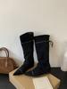 Fashion Fashion Bohemia Knee-length Women Boots Tassels Faux Suede Boots Girl Clogs Cork Insole Long Botas Mujer Winter Outdoor Shoes