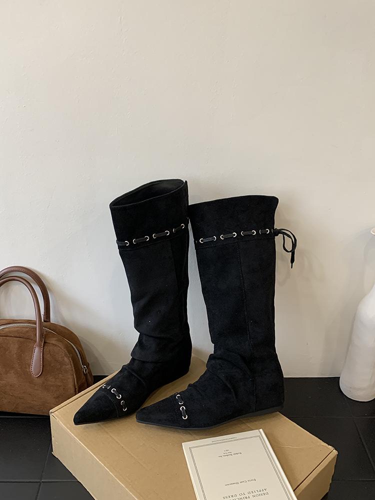 Fashion Fashion Bohemia Knee-length Women Boots Tassels Faux Suede Boots Girl Clogs Cork Insole Long Botas Mujer Winter Outdoor Shoes