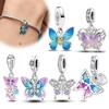 Copper Spring Butterfly Series Blue Dream Butterfly Fit Original Bracelet Women'S Charms For Jewelry Making
