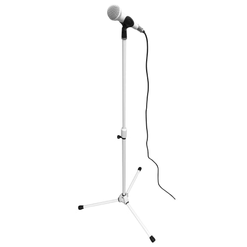 KC MCS4400 + CM2000 Microphone Stand & Dynamic Microphone Set, White (Includes Soft Carrying Case)