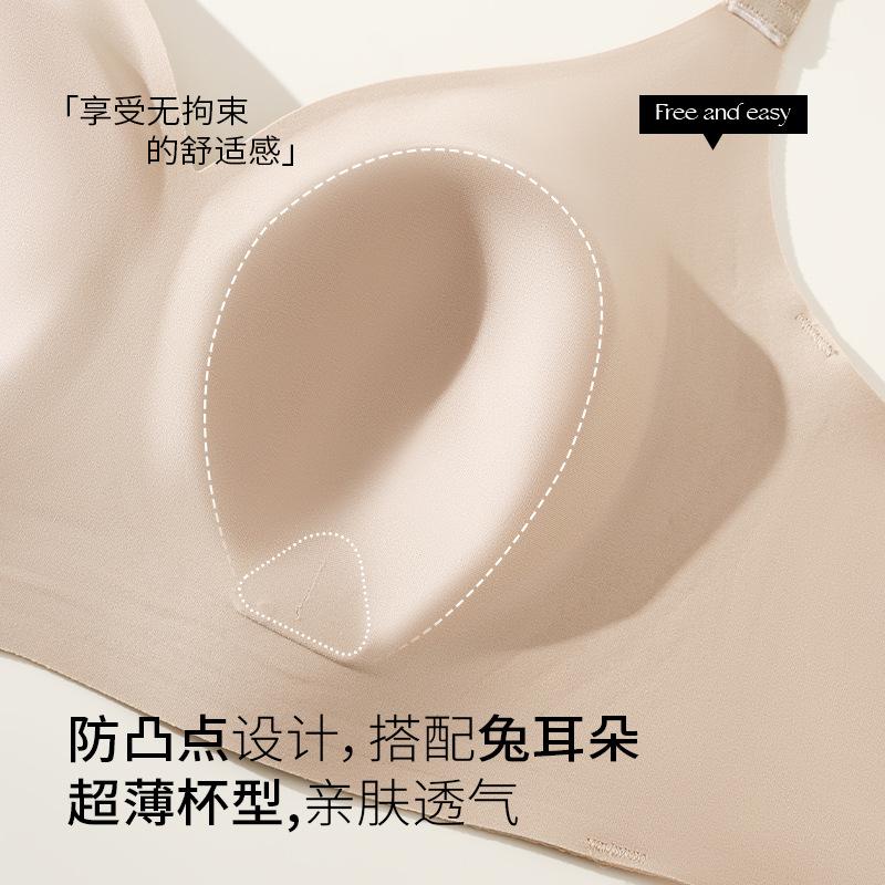 Traceless foundation, large breasts and small underwear for women's summer ultra-thin models, pull-up anti-sagging collection, non-marking bra cover
