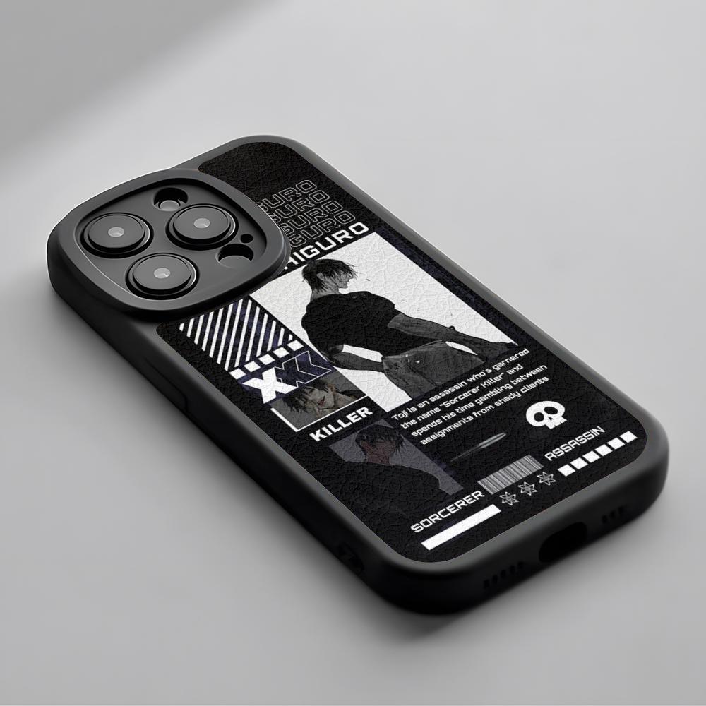 Super Cool Toji Fushiguro Anime Man Phone Case For iPhone 16 15 14 13 12 11 Plus Pro Max Luxury Lambskin Silicone Cover Black