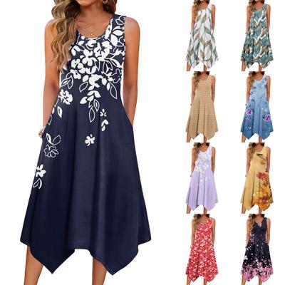 Women's Casual Dress For Summer Tank Dress Loose Beach Dress With Pockets Flare Midi Sundress