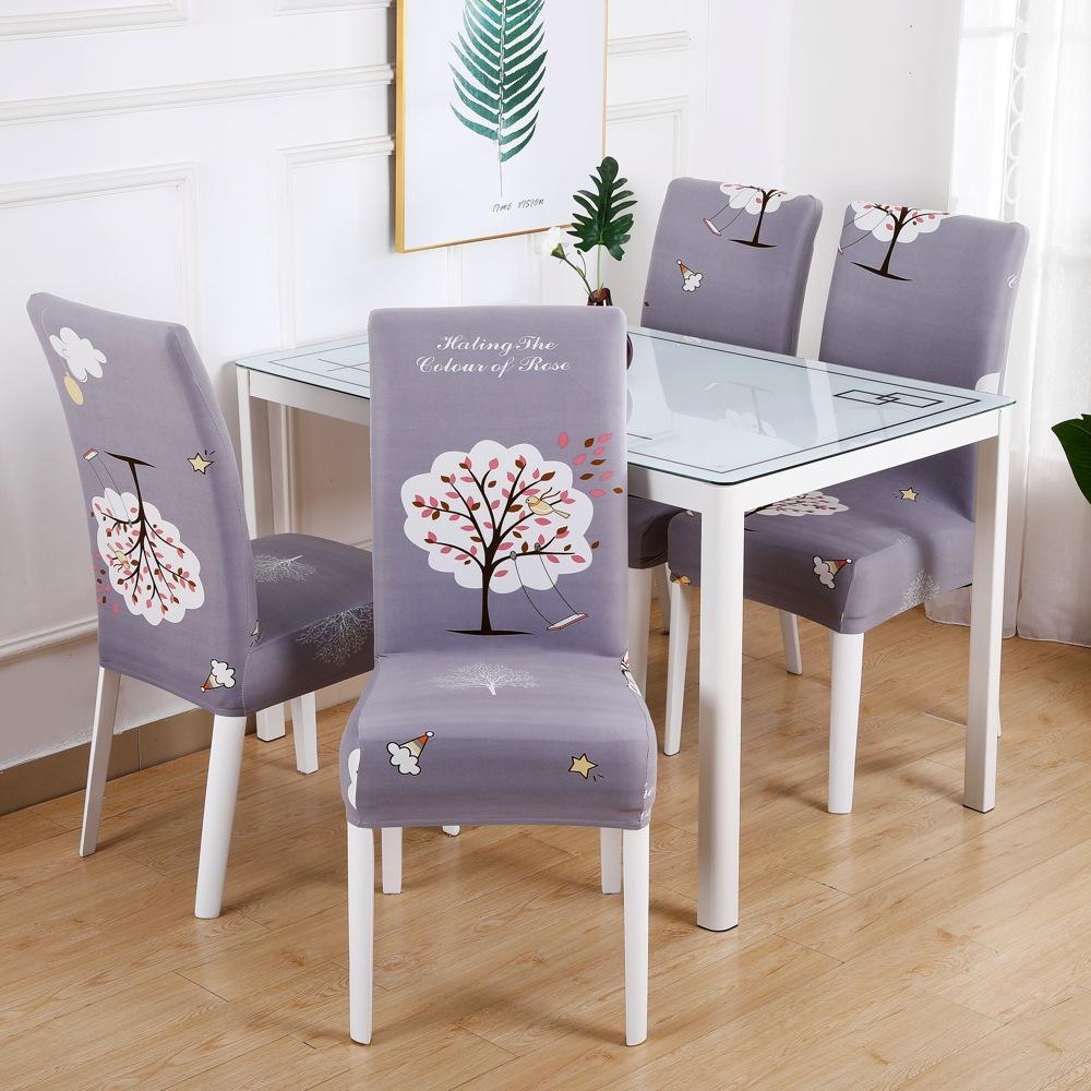 1/2/4/6 Pieces Printed Chair Cover Washable Big Elastic Kitchen Chair Covers Stretch Seat Slipcovers For Dining Room Wedding