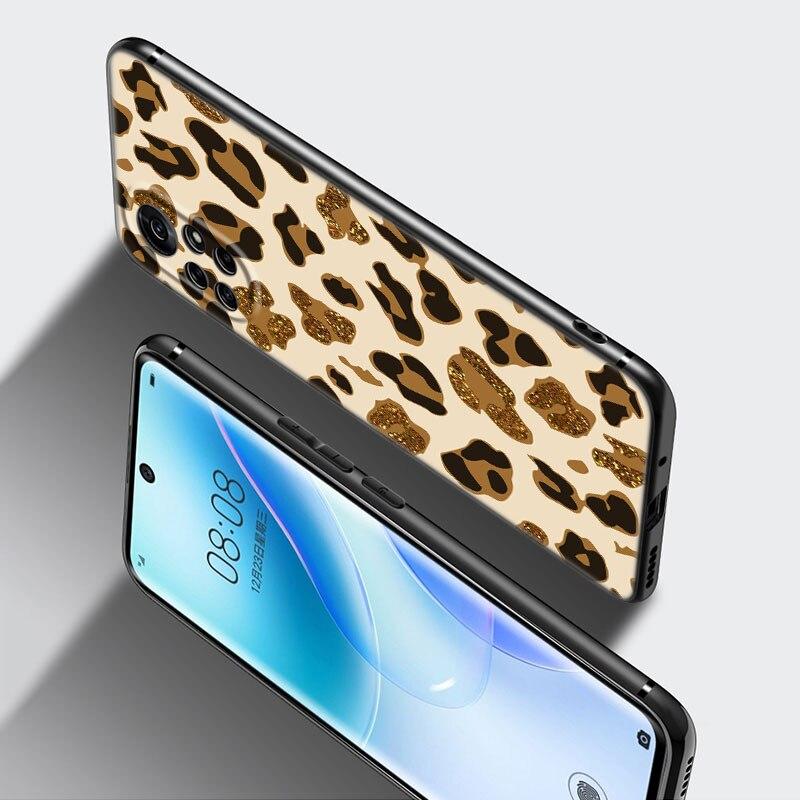 Etui na telefon z nadrukiem panterki dla Huawei Honor 60 50 SE 30S Mate 30 20 10 Lite 40 Nova 9 8 Pro Y60 8i 7i 7SE 5T Premium Czarne Etui