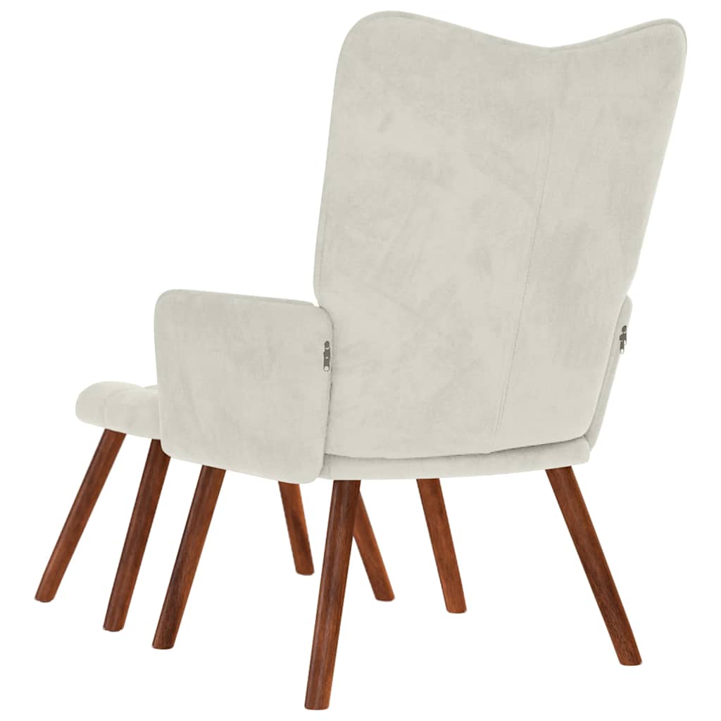 Cream Velvet Relaxation Armchair with Footstool
