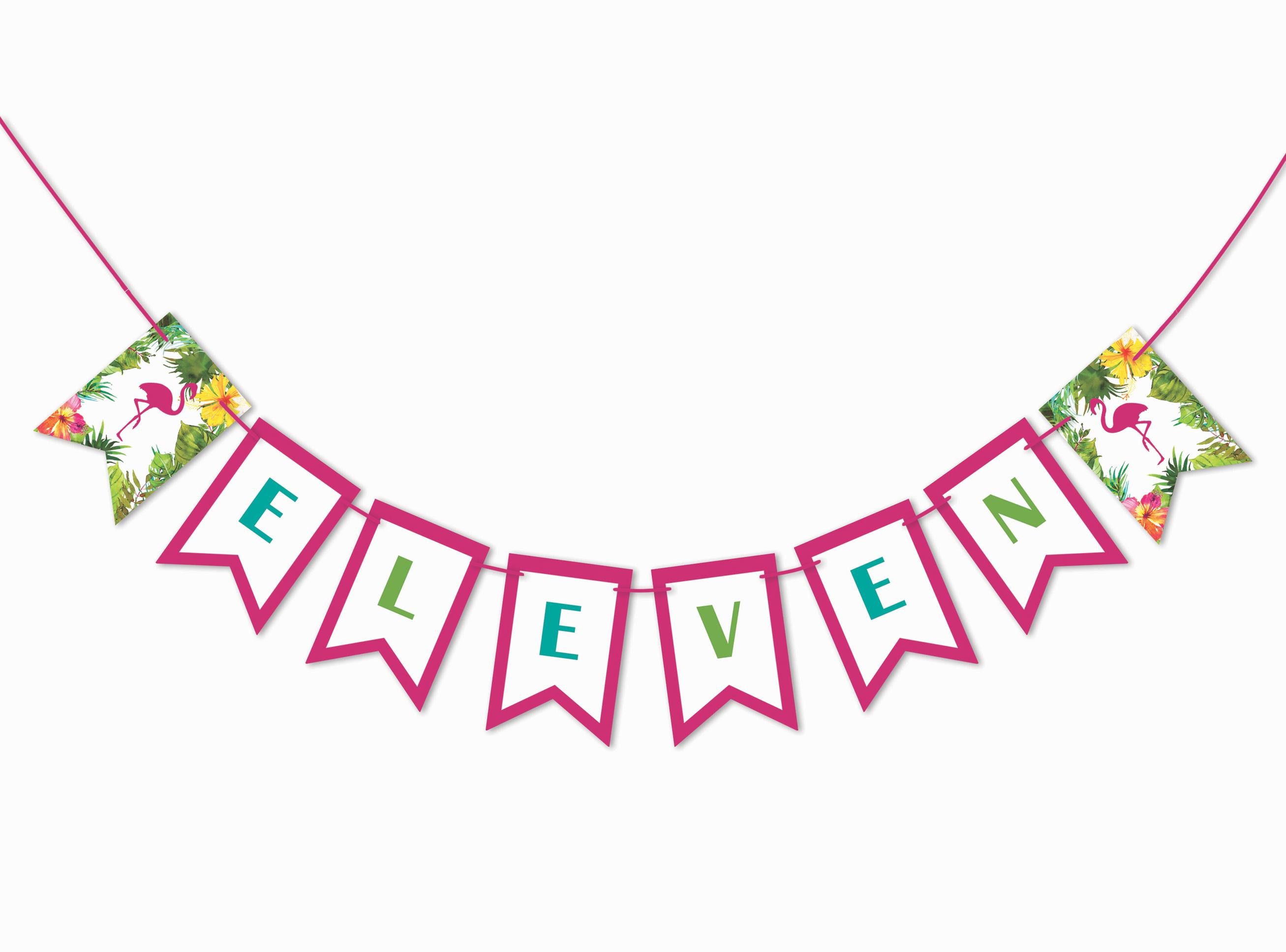 

Inkdotpot Прикраси для вечірки до дня народження, гірлянда для вечірки з днем ​​народження, тропічний банер для дівчаток рожевий