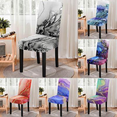 Marble Pattern Spandex Anti -Fouling Dining Chair Cover All -Inclusive Anti -Fouling Seat Cover High Back Protector Removable