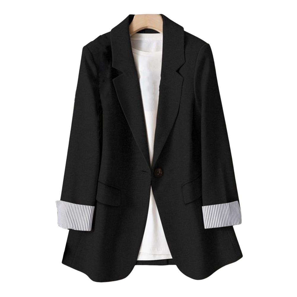 Gentlemen Suit Coat Elegant Female's Suit Coat with Lapel Collar Striped Cuffs for Business Outwear Commuting Style Blazers for W Practical Use