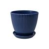 Thickened Plastic Resin Flower Pot: Imitation Ceramic with Vertical Stripes, Colored for Succulents and Floral Decor.
