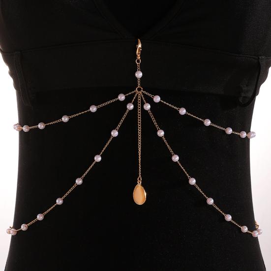 Body Chain Layered Double-Layer Chain Body Chain with Marine Theme Imitation Pearls Shells Starfish Drape Design