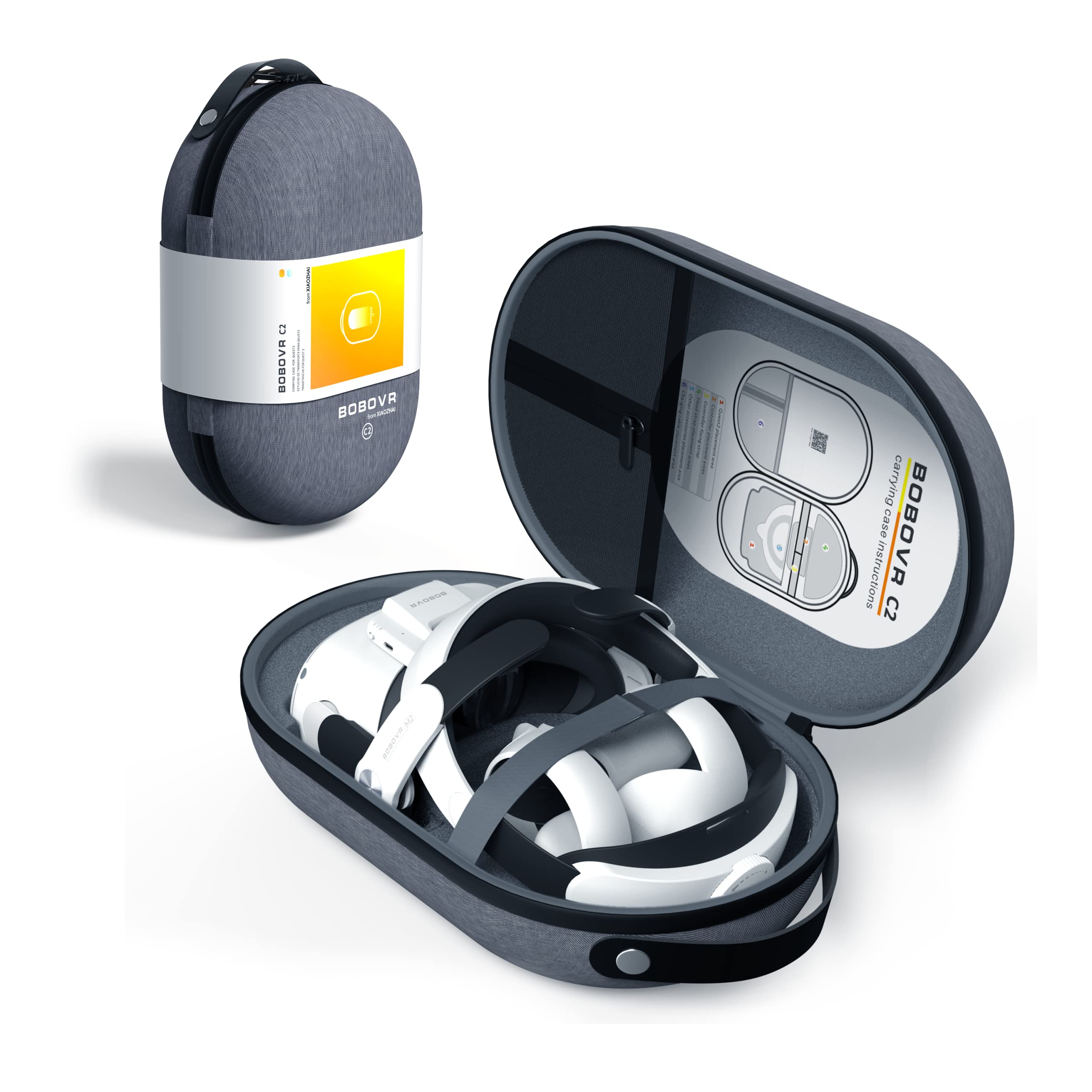 

BOBOVR C2 Carrying Case Compatible with Quest 2 4 Elite Strap and BOBOVR M2 Hard and Large Space - /Pico Pro,