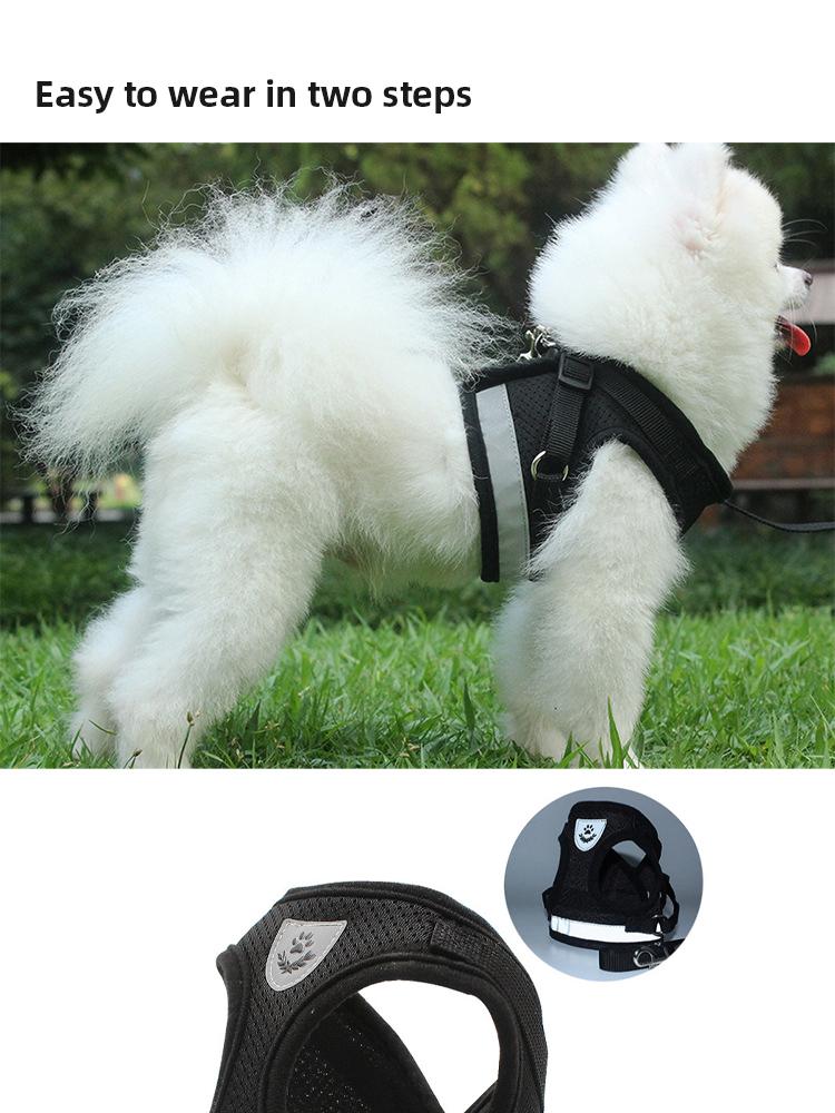 Pet Dog Tshirt Leash Leash Under Vest Harnesses Mesh Breathable Adjustable Easy Control Reflective Undershirt Dog Harness Collar