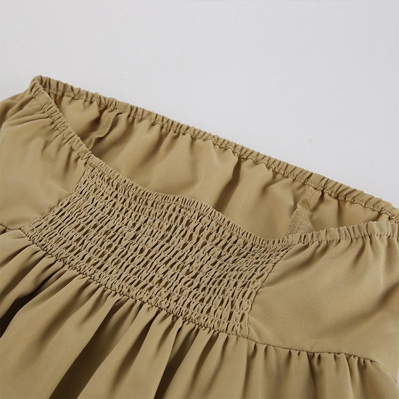 Summer Y2K Shorts Set Sexy Khaki Strapless Top High Waisted Wide Leg Shorts Set for Women's Summer Elegant Casual 2 Piece Sets