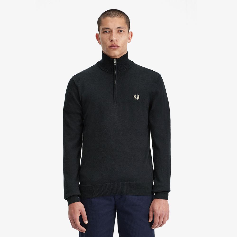 Fred Perry [Sharp] Classic Half Zip Knit (198) Afpm2437624-198 (Cf)Black/L