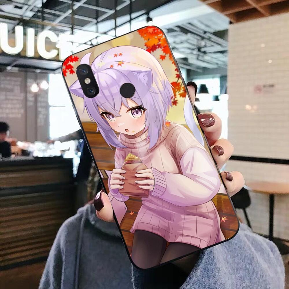 Kawaii Nekomata Okayu Phone Case For Xiaomi Mi 5X 8 9 10 11 12 lite pro 10T PocoX3pro PocoM3 Note 10 pro lite
