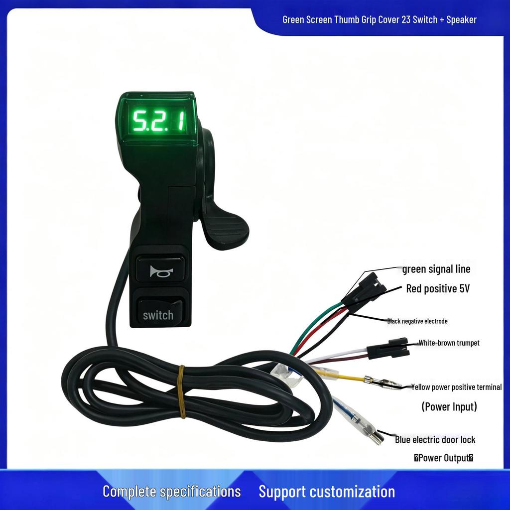 Green Screen Thumb Grip for Electric Scooter with Voltage Display and Throttle Twist