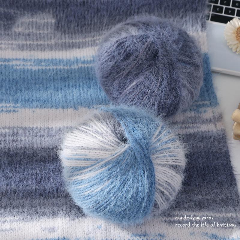

100г/моток Шерстяная пряжа Мягкая Теплая Мохеровая пряжа Принадлежности для вязания Градиент DIY Шарф Шапка Вязаный свитер Шерстяная смесь