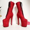 20CM Stiletto Suede Sexy Round Toe Pole Dance Boots - Platform Nightclub Model High Heels for Plus Size