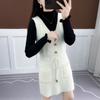 Faux Mink Knitted Waistcoat Spring and Autumn Mohair V-neck Vest Knitting Versatile Sleeveless Mid-length Casual Women's Dress