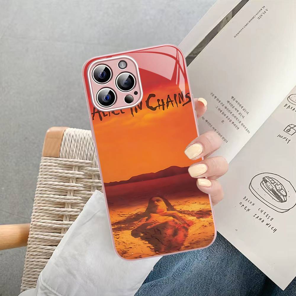 Band A-Alice I-In C-Chains Tempered Glass For Iphone 14 13 12 11 Pro Mini XS MAX 14Plus X XS XR Fundas