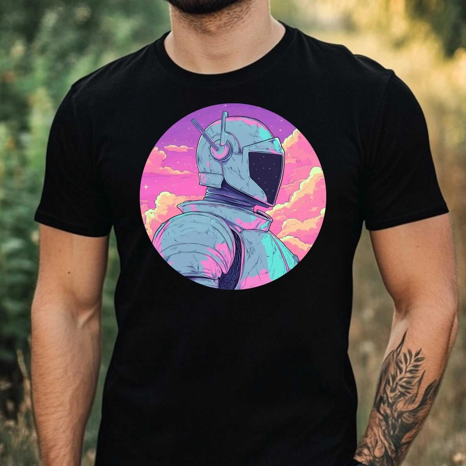 T-Shirt Herren Ritter Vaporwave Motiv Baumwolle Größe XS bis 5XL XS