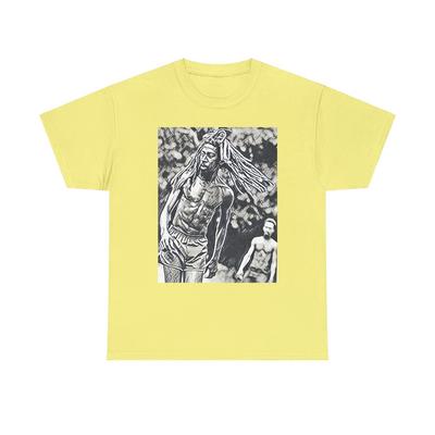 T-shirt Unisex Girocollo Manica Corta in Cotone Pesante con Stampa Grafica Bunny Wailer
