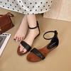Retro Korean Version Simple Design Fashion Internet Celebrity Sandals Women Open-toed Temperament Foreign Style Comfortable Low-heeled Zipper Roman S