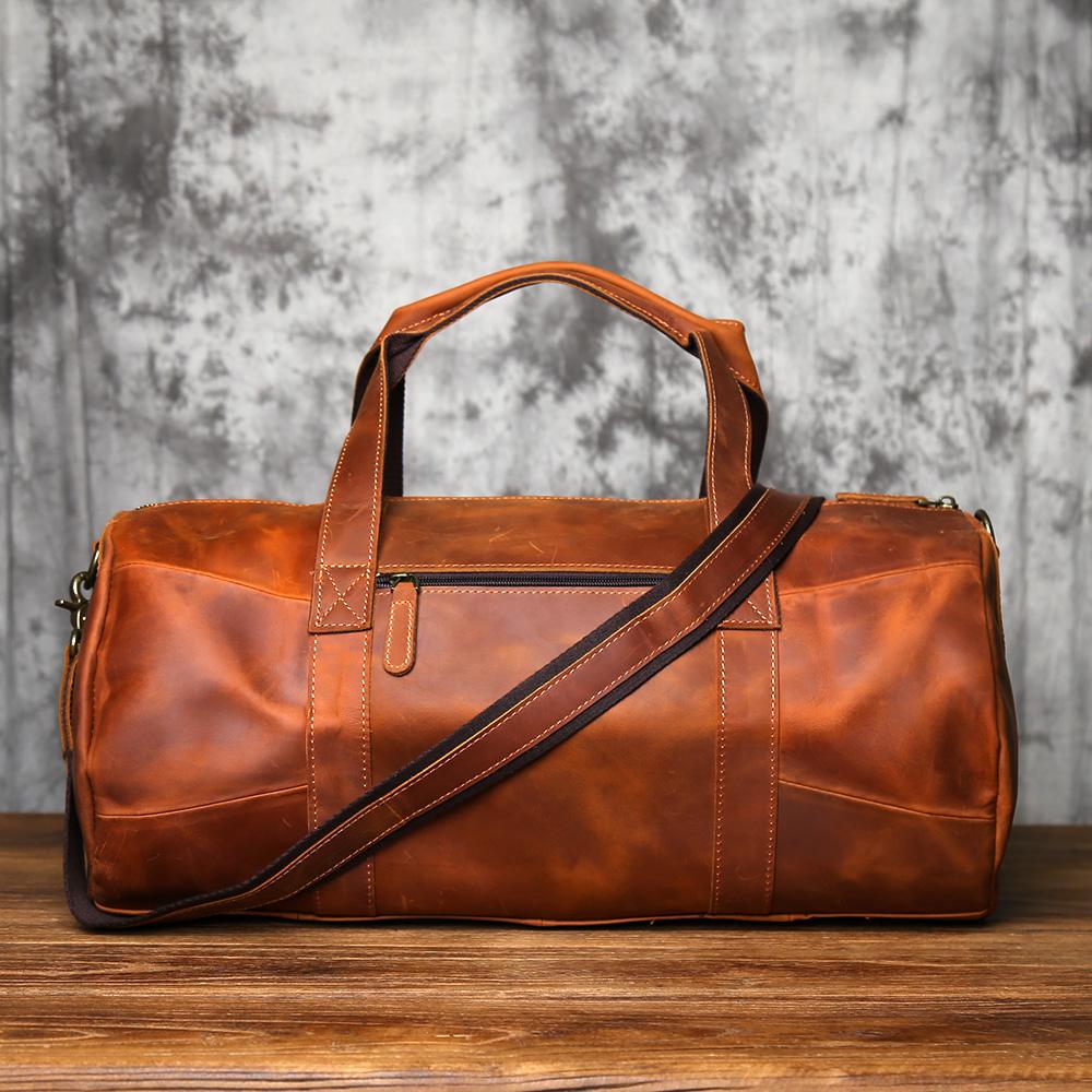 

NZPJ Retro Genuine Leather Men s Travel Baotou Layer Cowhide Handbag Crazy Horse Leather Single Shoulder Crossbody Bag