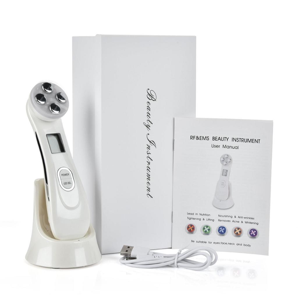 EMS Dual-color RF Device: Micro-electric Skin Tightening & Anti-Wrinkle Treatment with Freckle Removal and Five Light Options