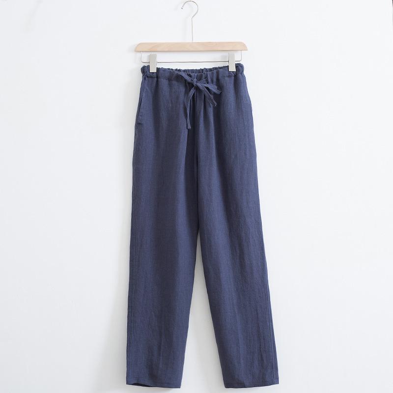 Men's Summer Casual Linen Trousers - Loose, Straight Fit with Elastic Waist