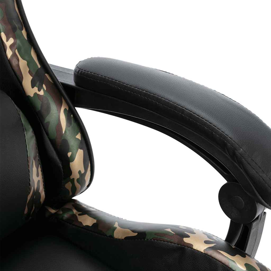 Gaming Chair In Black and Camouflage Pattern Faux Leather