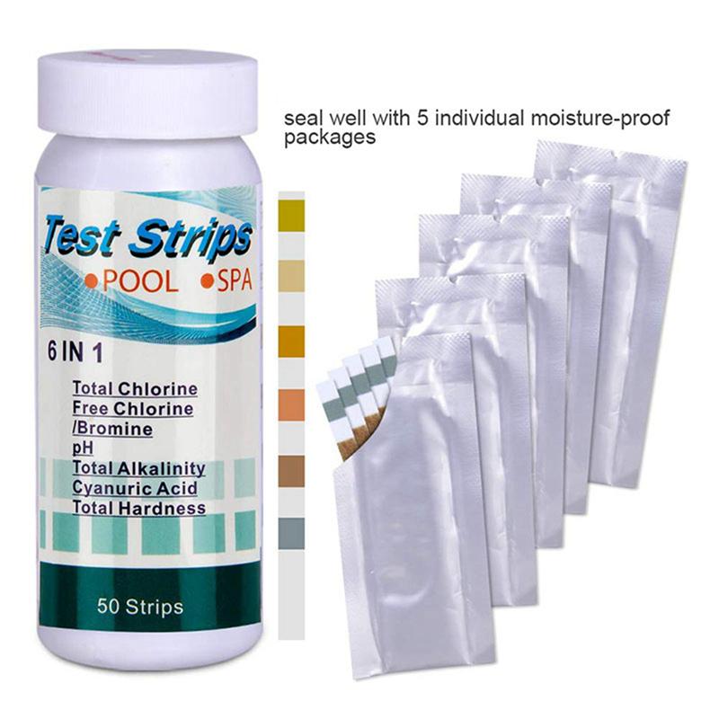ABUL-150Pcs 6-In-1 Swimming Pool PH Test Paper Residual Chlorine PH Value Alkalinity Hardness Test Strip PH Tester