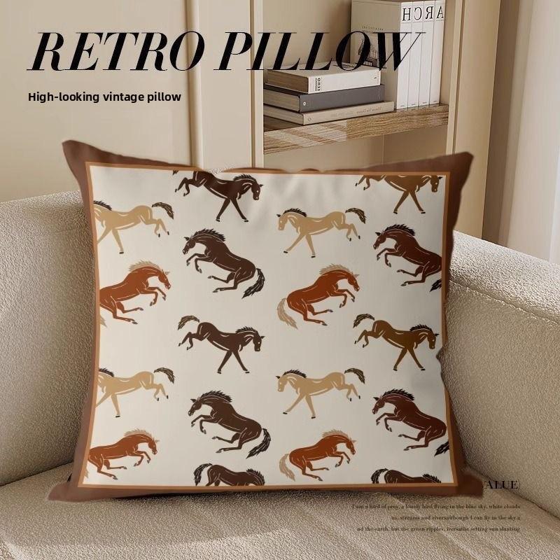 Housse de coussin Rétro Médiéval Luxe Léger Housse de coussin pour Canapé Salon Housse de coussin Carrée Haut de gamme Chevet Dossier 60x60cm