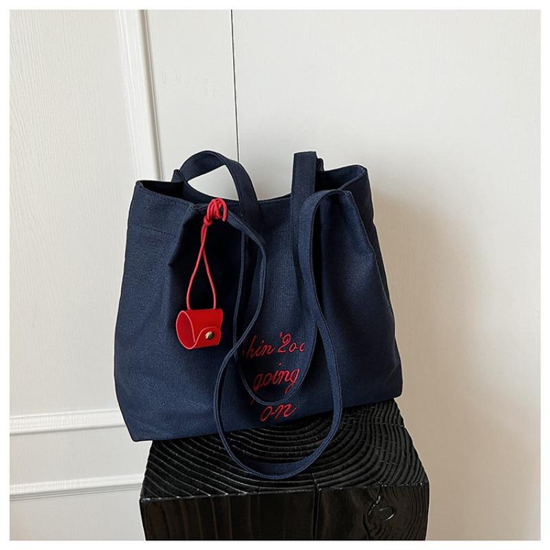 

Canvas bag new tote leisure bag shoulder large capacity tote bag shopping bag синий