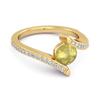 Lemon Quartz Contemporary Pave Bypass Ring - 925 Sterling Silver Gold Vermeil