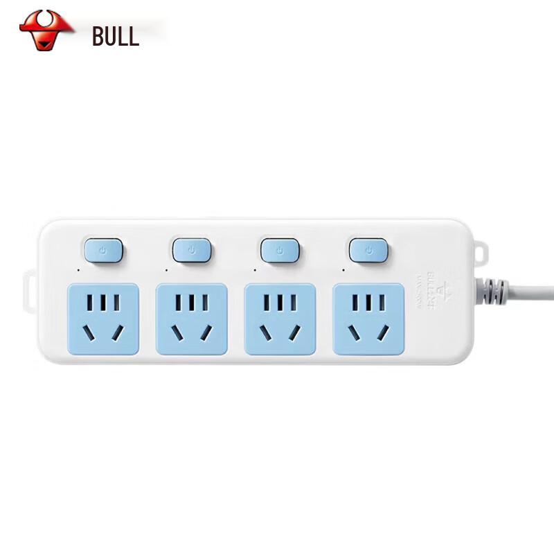 BULL 4-Socket Power Strip with Individual Switches CN Plug (adapter Included)