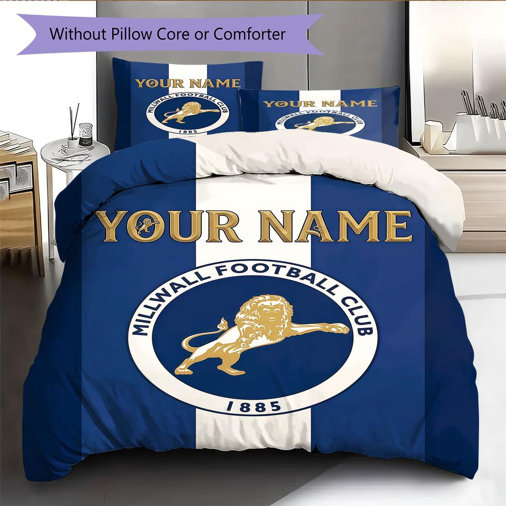 Custom Name,Millwall Pattern Bedding Home Decoration Birthday Gift ( 1 duvet cover + 2 pillowcase, without core),fan merchandise.