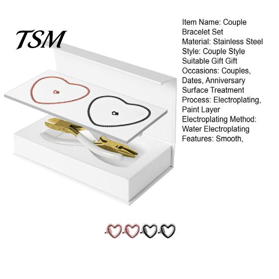 Kompakte Partner-Handgelenkkette 1 Set Permanentes Armband-Kit Enthält 2 Armbänder 4 Herz-Knöpfe Zange Schmuck Für Immer Herstellungs-Werkzeuge DIY Bastelprojekt