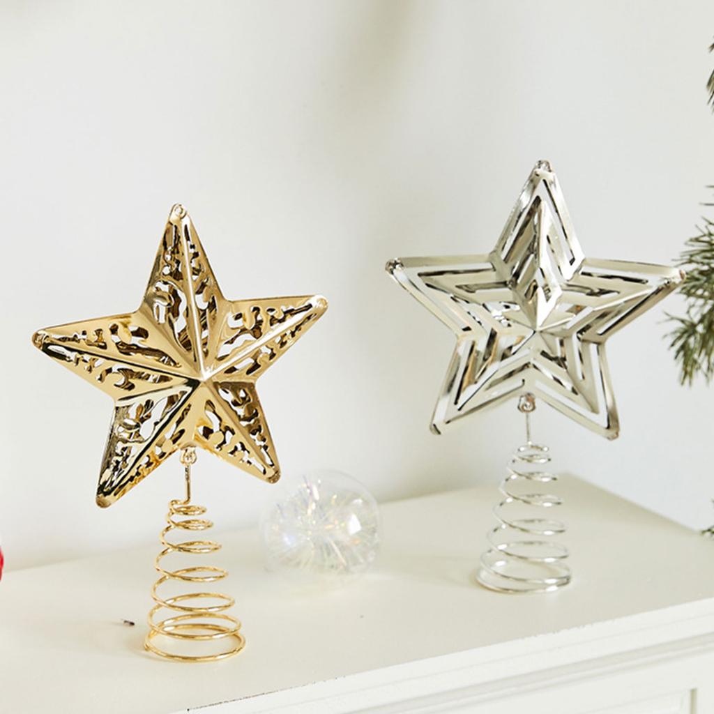Festive Iron Christmas Tree Five Pointed Star Toppers Decorations Perfect Addition Ornament for Holiday Atmospheres